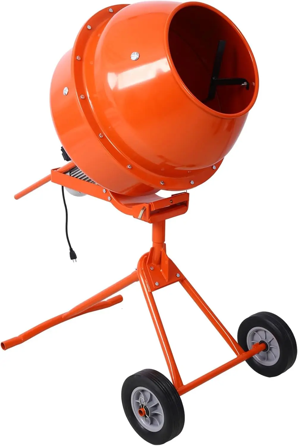 4.6 Cu Ft Concrete Mixer Electric Cement Mixer 370W Portable Cement Mixing Concrete Mortar Barrow Machine Handle With Wheel