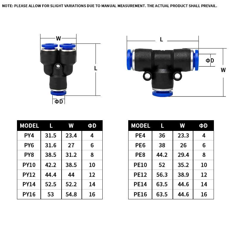 1PCS 4-16mm Pneumatic Push In Fitting Air Water Tube Quick Connector PU PV PE PY PK PM PZA PP HVFF LSA for Compressor Hose Pipe