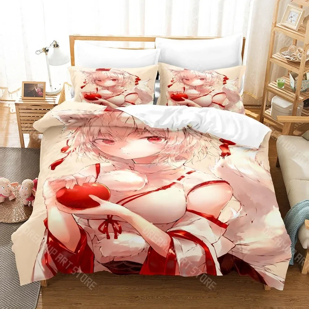 

3D Print Inubashiri Momiji Touhou Bedding Set Single Twin Full Queen King Size Bed Set Adult Kid Bedroom Duvetcover Set Anime