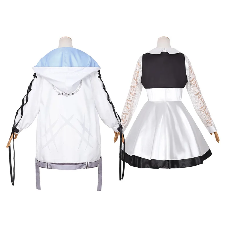 Disfraz de Cosplay de archivo azul Hakari Atsuko, peluca, tocado para mujer, carnaval, Halloween, fiesta, trajes de juego de rol, pelo morado