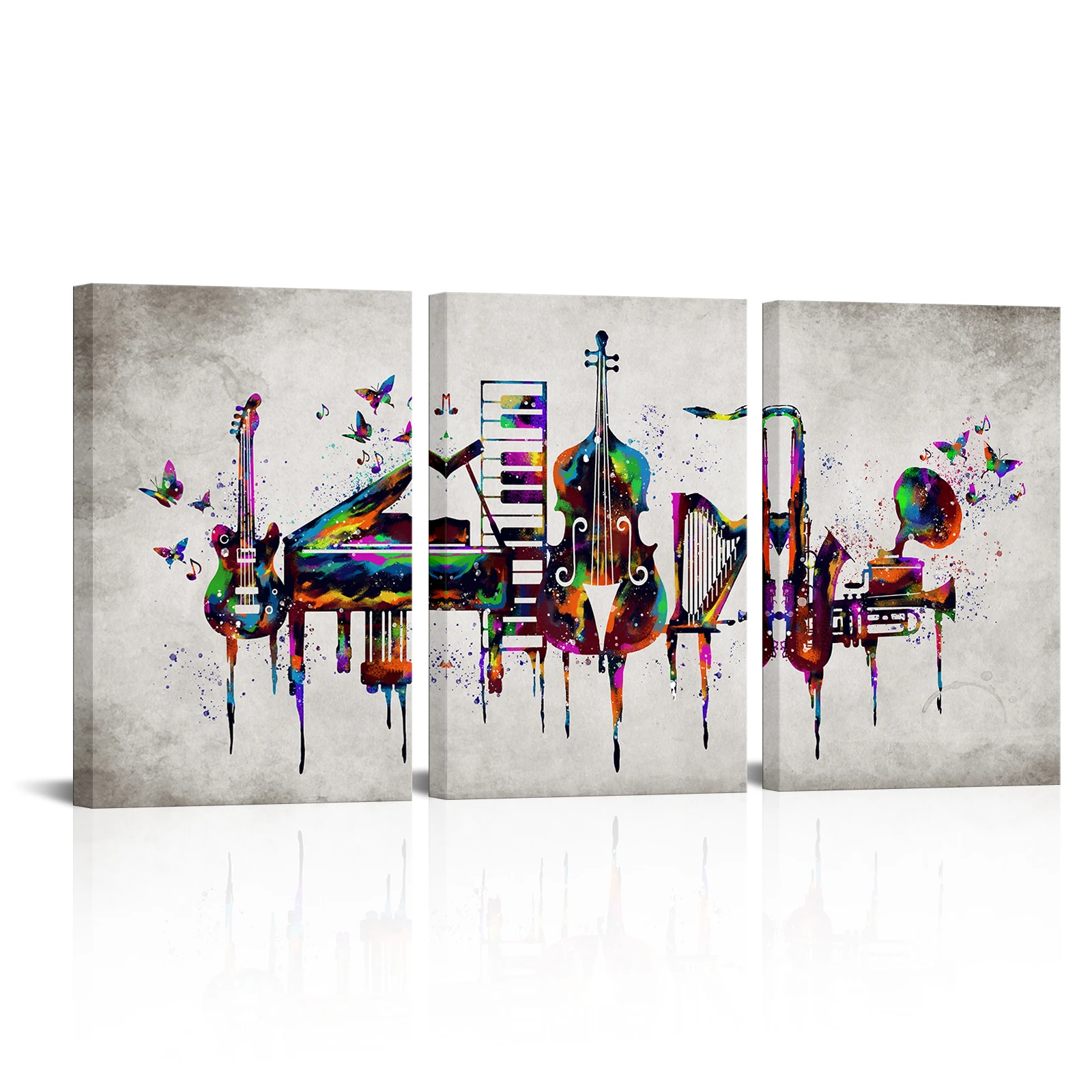 3 Pieces Abstract Instrument Home Decor Posters Watercolor Instrument Print Canvas Art Modern Style Picture Living Room Wall Art