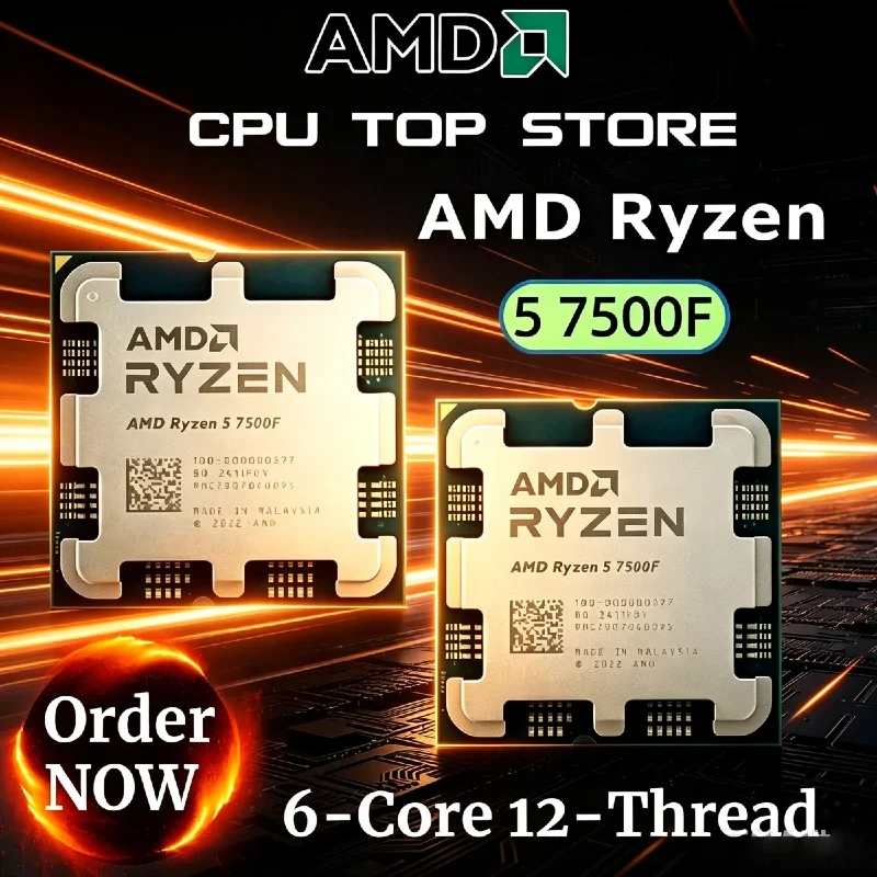 100% Original Brand New R5 7500F AMD Ryzen 5 7500F 6‑Core 12‑Thread 32M L3 Cache DDR5 3.7GHz 5NM AM5 65W Desktop Processor