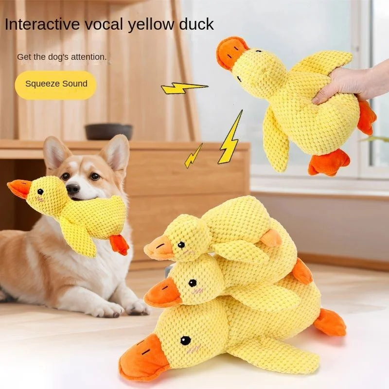 Plush Duck Dog Toy Bite Resistant Squeaky Puppy Teething Toy Soft Stuffed Duck Companion for Sleeping Stress Relief Pet Chew Toy view 3