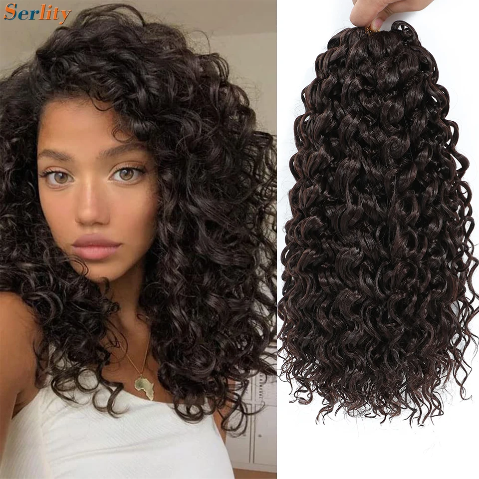 1-6 Packs GoGo Curl Crochet Hair 14 Inch Short Curly Crochet Hair For Women Kids Water Wave Beach Curl Deep Twist Crochet Braids