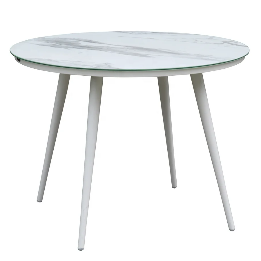 

CT028NC Modern Aluminum Frame Ceramic Temper Glass Top Patio Outdoor Dining Table Round Table For Contract Hotel Restaurant