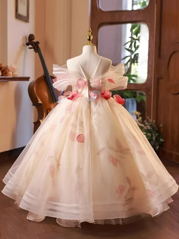 High-End Children's Appliques Evening Gown Host Piano Performance Wedding Party Flower Girl Dresses A3926 Bridesmaid Dresses