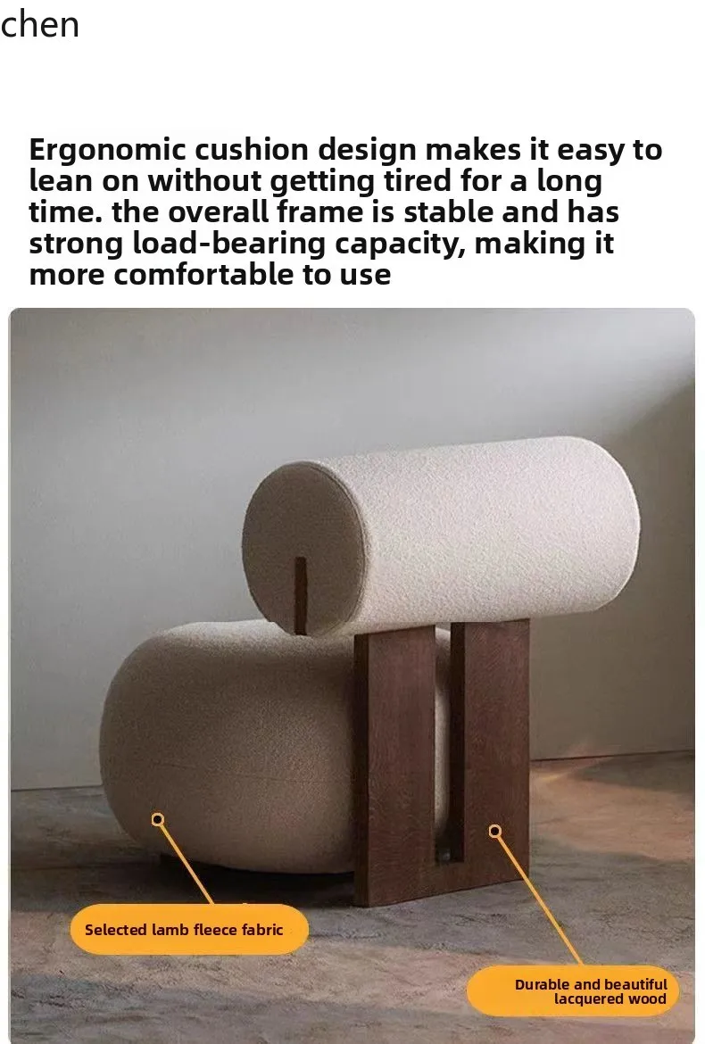 HXL كريم نمط كرسي أريكة واحد النسيج طاولة المحادثة وكرسي مجموعة الخشب الصلب المنقولة #6