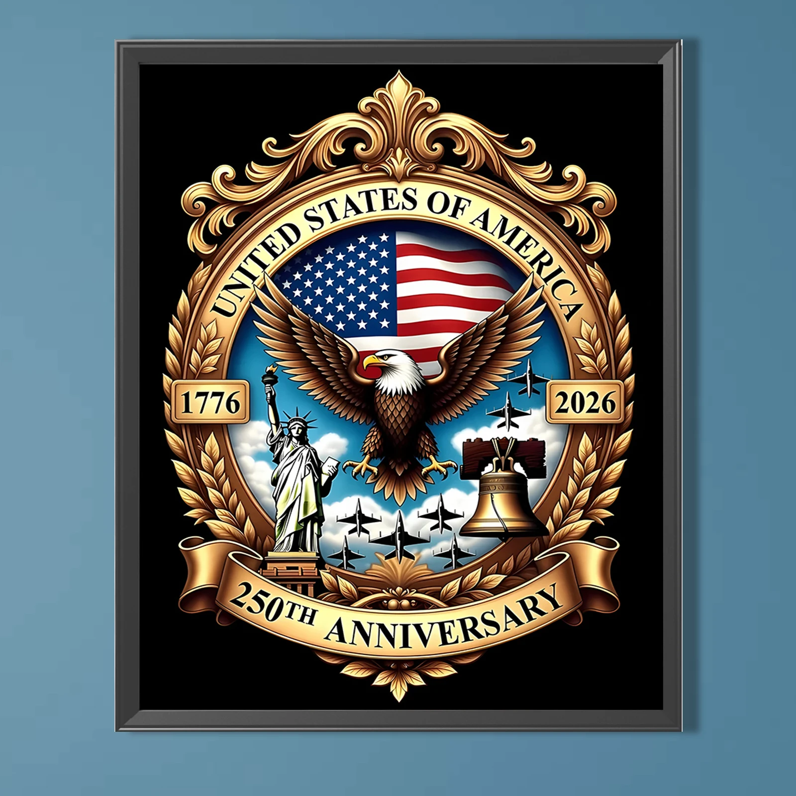 

USA 250th Anniversary Full DIY 5D Round Drill Diamond Art Kits for Adults/Beginners Gift Idea Home Decor 15.75x19.69in