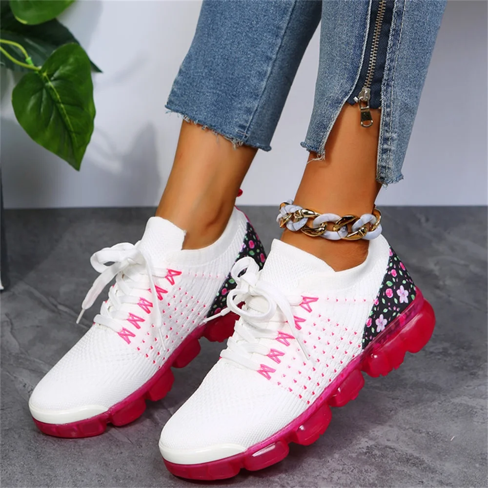 Sneakers Casual traspiranti in rete da donna scarpe vulcanizzate stringate scarpe da ginnastica con plateau da donna scarpe da donna Plus Size