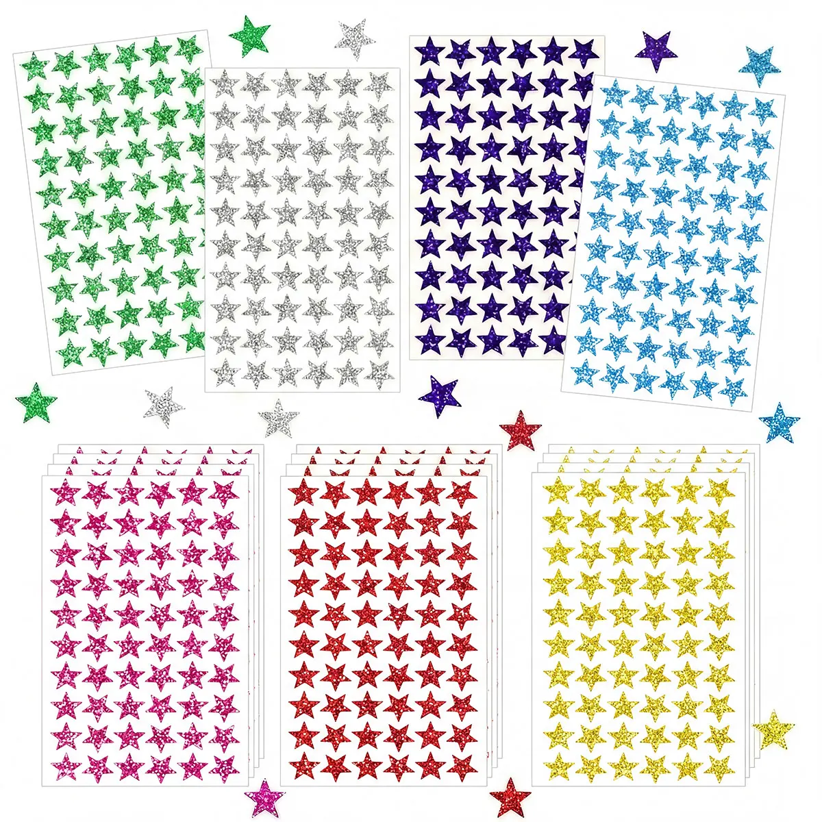 Mini autocollants étoiles holographiques de 1.4cm, 600 à 2100 pièces, autocollants de récompense, planificateur de tableau de comportement des élèves, autocollants artisanaux pour salle de classe