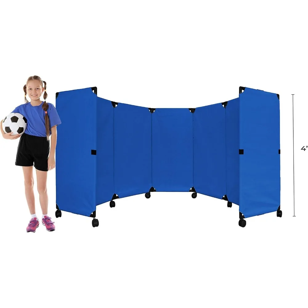 Portable Folding Wall Partition, Economical 5 Panel Design | Portable Room Divider on Wheels | Adjustable, Folding Panels