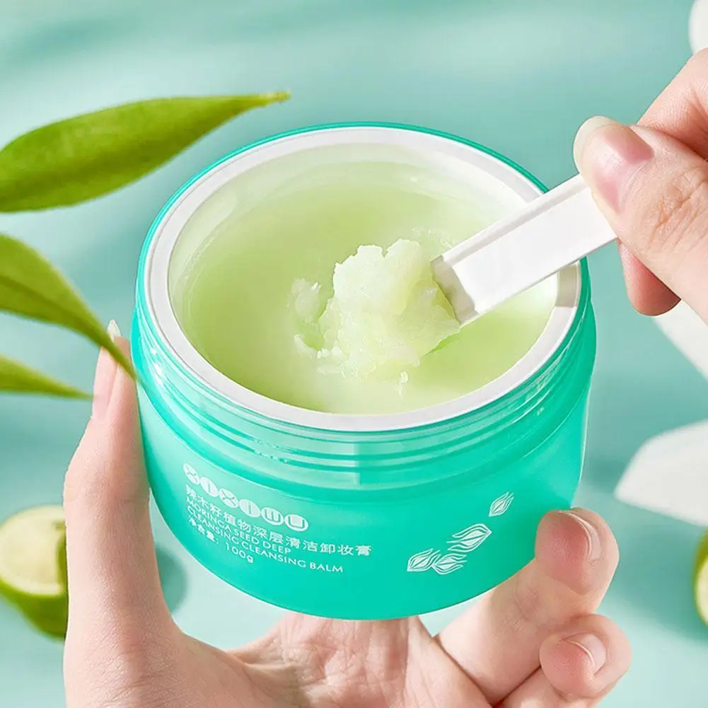 Crema removedora de maquillaje, bálsamo de limpieza profunda de semillas de Moringa, sin limpieza, estimulación suave de maquillaje, poros, encogimiento facial O5W2