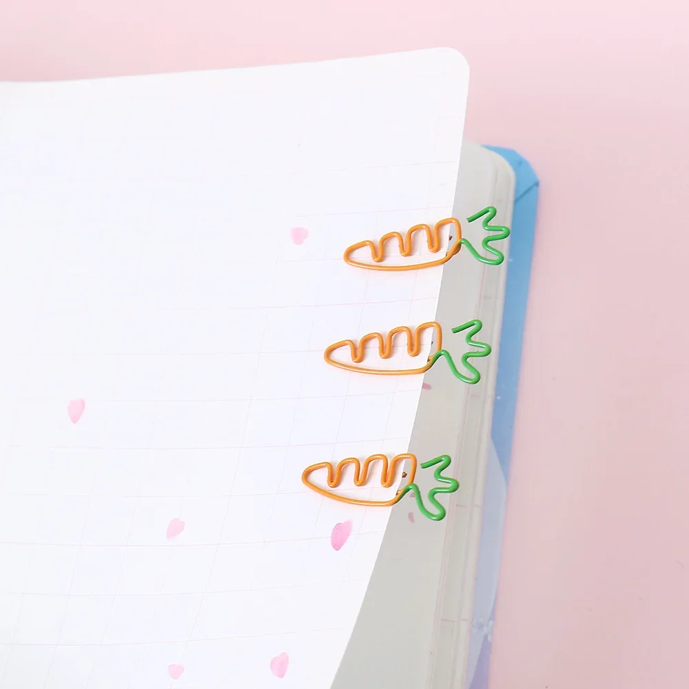 10-50 szt. Kreatywne spinacze do papieru w kształcie marchewki i lodów, urocze spinacze do notatek, metalowe zakładki do notatników, indeksy, artykuły biurowe i szkolne.