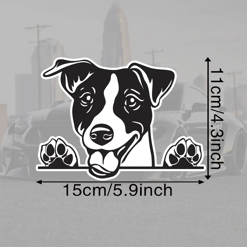 2D Flat Peeking Jack Russell Terrier Vinyl Sticker, Waterproof Cute JRT Dog Decal for Car, Truck, Motorcycle & Scooter