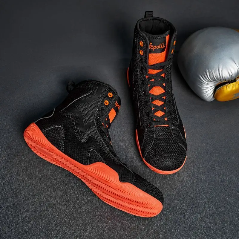 

Профессиональная обувь для борьбы, мужская дышащая обувь для бокса, противоскользящие боксерские ботинки, износостойкая обувь для тренировок в тренажерном зале