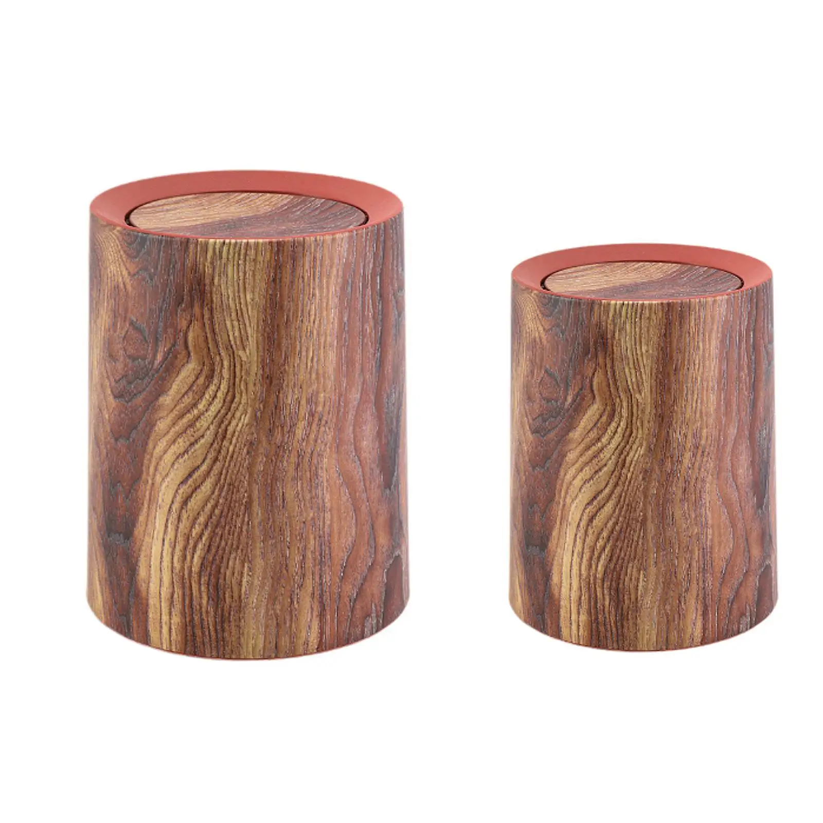 

Imitation Wood Trash Can,Round Creative Trash Bin,Compact,Retro Garbage Container Bin Rubbish Bin for Study Room Kitchen Home