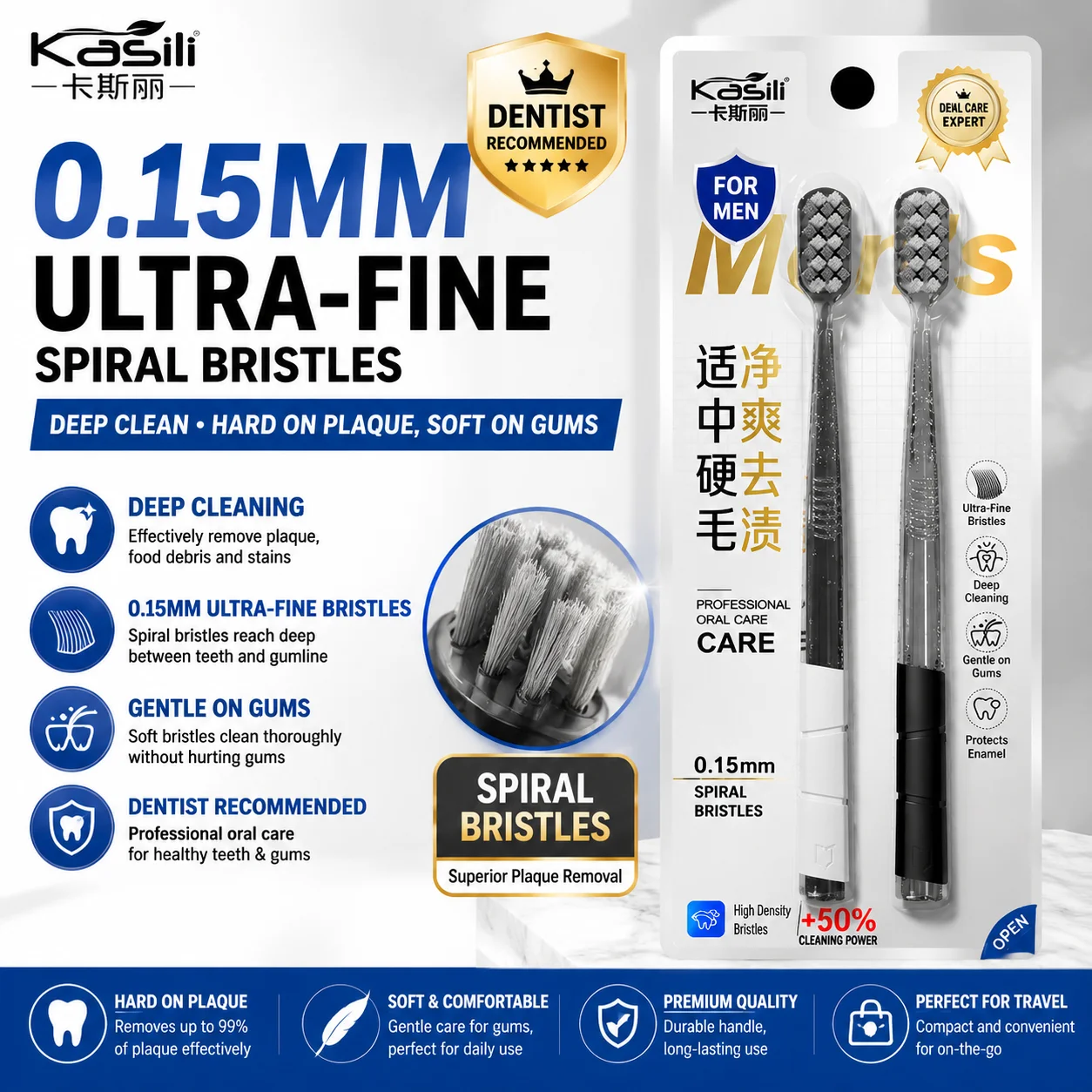 Super soft hard bristled toothbrush for adult home use, with strong cleaning brightening effects specifically designed for teeth