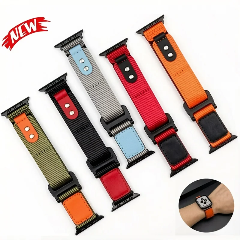 

Спортивный нейлоновый ремешок для Apple Watch 49, 46, 42, 44, 45, 38, 41, 40 мм, браслет Alpine Loop, Correa, для iWatch Series 11, 10, 9, 8, 7, 6, 5, 4, SE