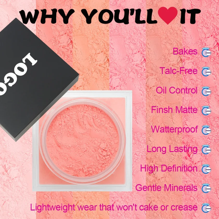 프라이빗 라벨 롱래스팅 블러쉬 파우더 방수 오일 컨트롤 비건 메이크업 도매 맞춤형 치크 컬러 브라이트닝 블러셔