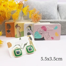 100 pcs 5.5x3.5cm new luxury brand jewelry pearl powder paper display earring cards, earring packaging label cards