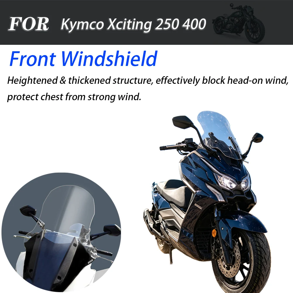 For Kymco Xciting 250 400 Scooter Heightened Front Windscreen, Wind Deflector Panel Mod Parts