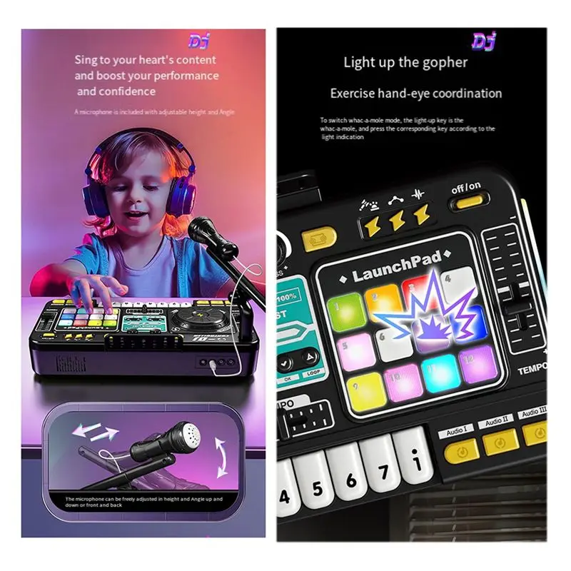 A89E-Electronic DJ Mixer For Kids - Multifunctional Simulation Controller & Music Player Entertainment Model B