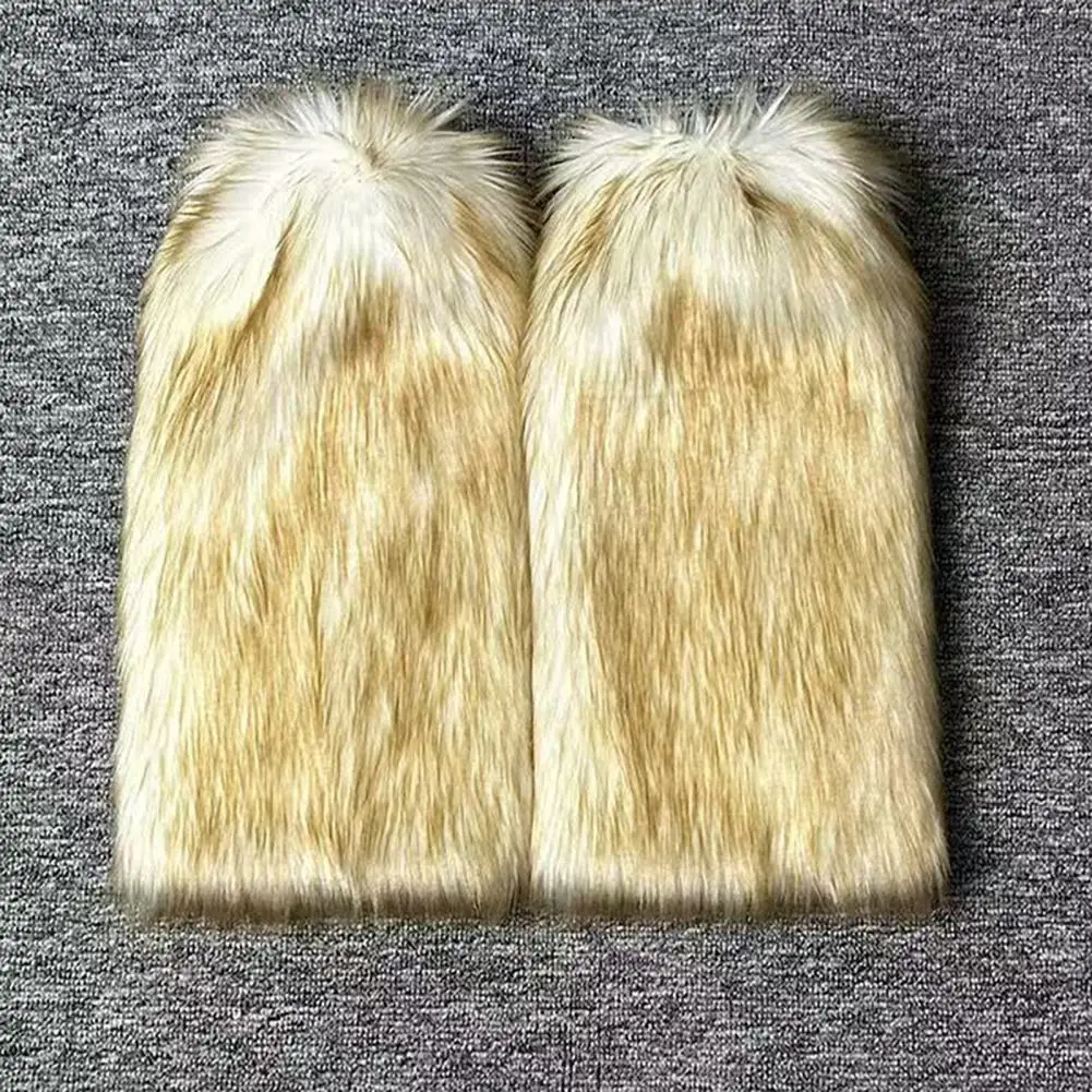 Boot Cuffs Cosplay Party Boot Accessories Women Boot Cuffs Plush Leg Warmers Imitation Wolf Hair Accessories Halloween Christmas