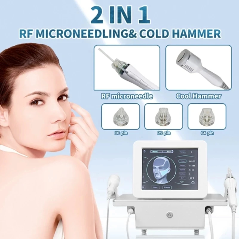 2023 Portable 2in1 Microneedle Fractional Cold Hammer Stretch Mark Scar Acne Remove Face Lifting Body Tighten RF Machine