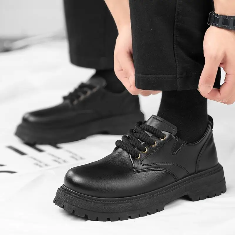 Men Casual Leather Business Tooling Shoes Comfy Thick Bottom Italian Male Shoes Antiskid Outdoor Oxford Shoes