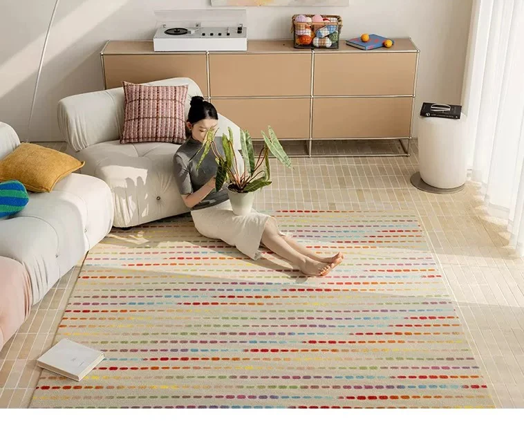 Colorful Child Room Soft Carpet Decor Bedroom Floor Rug Handmade Wool Nordic Style Ins Living Room Carpet Large Home Cute Carpet
