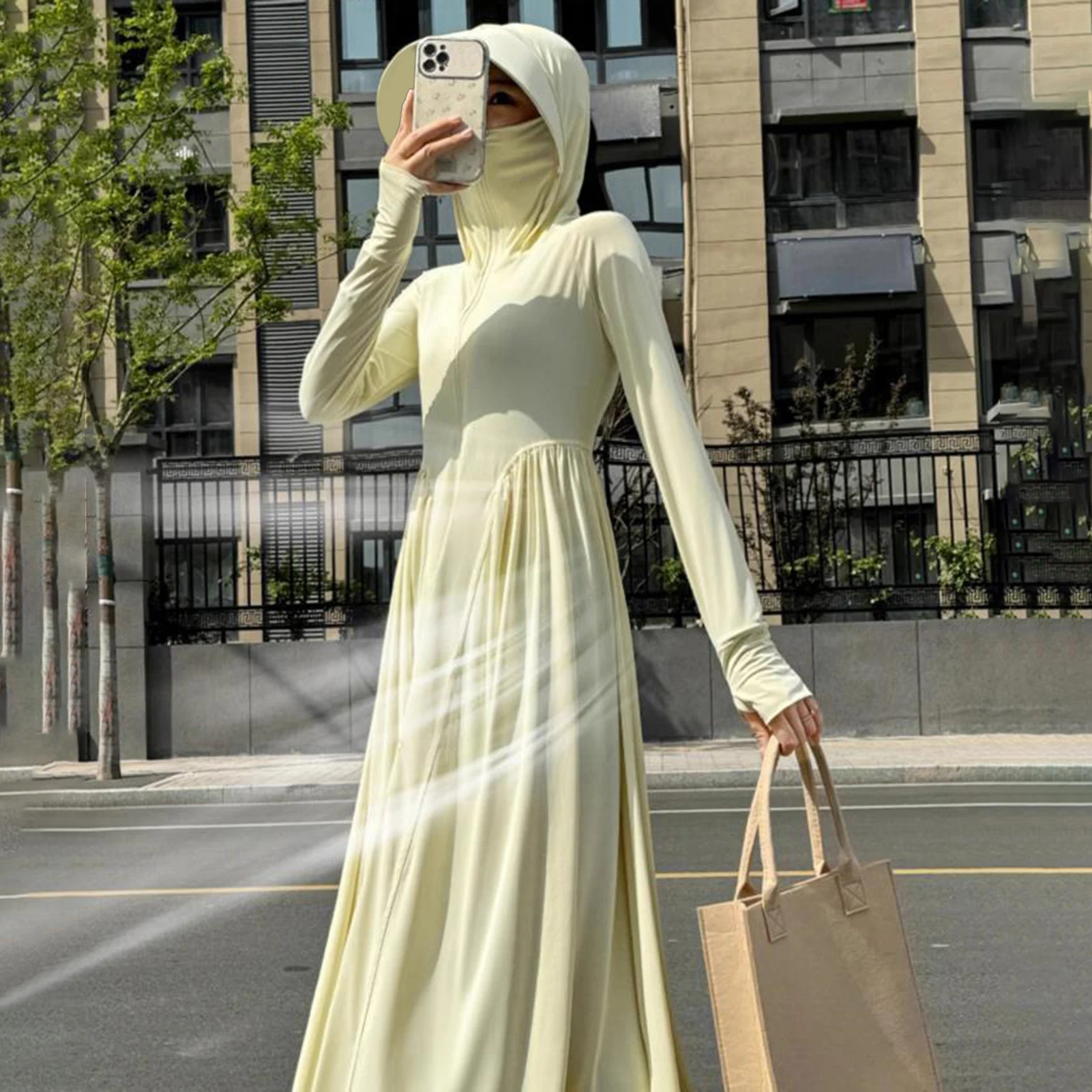 Breathable Ice Silk Uv Long Sleeve Sun protective Clothing For Outdoor Use Hooded Original Scarf Sunscreen