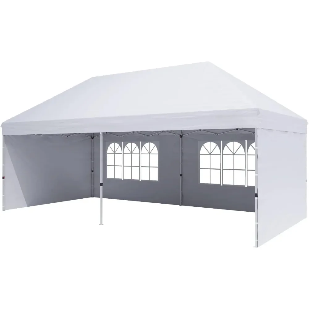 Kanopi Pop Up 10 'x20 'tenda komersial Gazebo dengan 4 dinding samping yang dapat dilepas, pasak X12, tali X6 untuk acara pesta luar ruangan teras