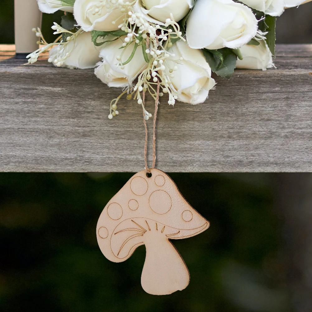 

20 Pcs Mushroom Wood Chip Pendant Slices Trinket The Flowers Unfinished Shape Child