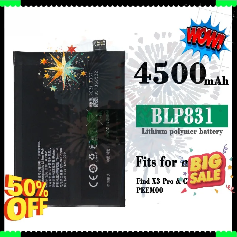 SWZY New BLP831 7.74V 2200mAh High Quality Battery for OPPO Find X 3 FInd X 3Pro High-Capacity Replacement Mobile Phone Battery+