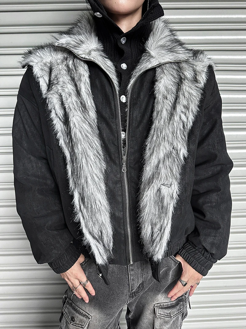 سترات قطنية عصرية للرجال 2025 شتاء جديد دافئ فو قطعتين سترات أنيقة فضفاضة بلون وسيم سترة قطن ملابس خارجية #2