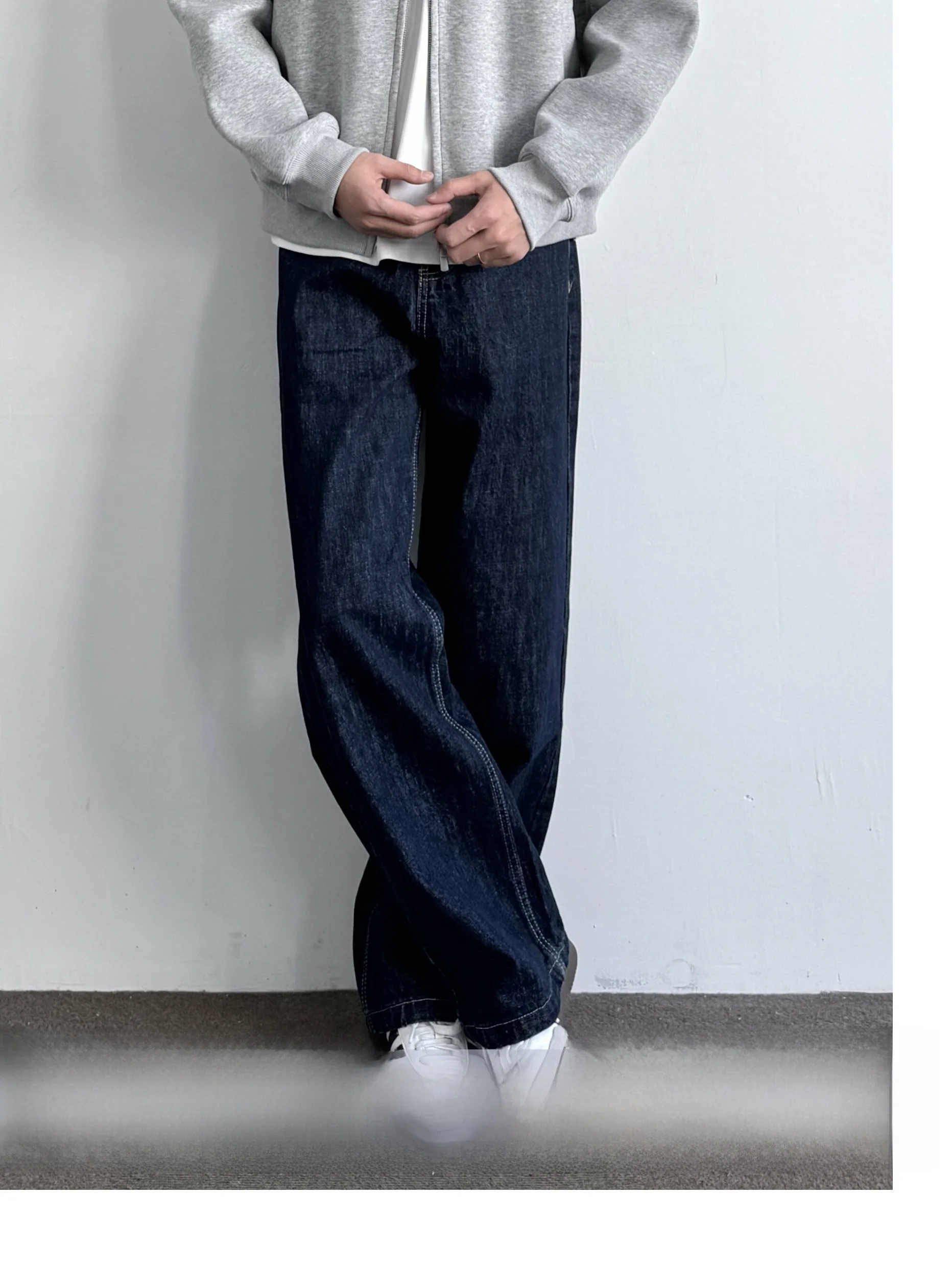 Calças Jeans Casuais Retrô Americanas ONUN em Denim Lavado, Cintura Alta, Corte Reto, Soltas e Longas para Homens, Mulheres, ...