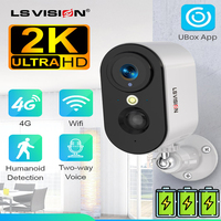 LS VISION 2K 5MP 4G SIM Card Camera Human Detection WiFi Camera Built-In 5200mAh Battery Security Surveillance Camcorder Video