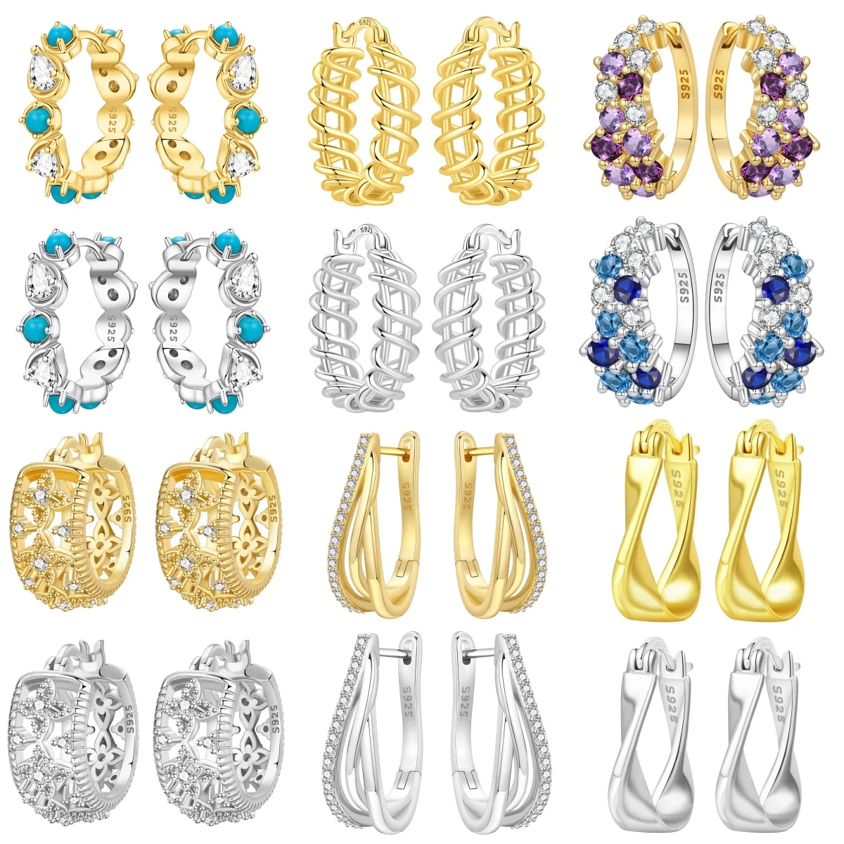 

MISEFF S925 Sterling Silver Earring Versatile Fashion Silver and 18K Gold Plated Earrings Original Jewelry Women Birthday Gifts