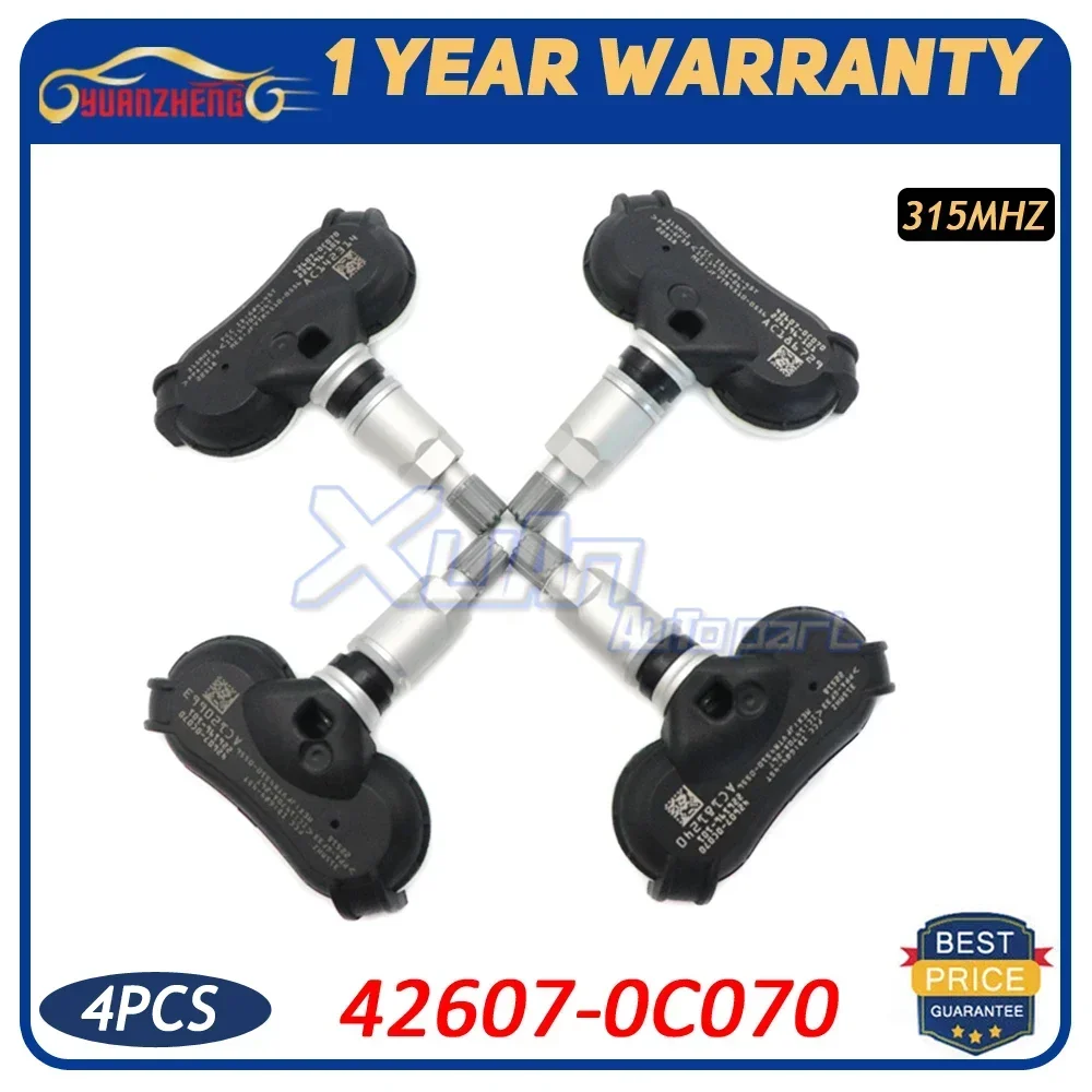 Sensor de presión de neumáticos para Toyota Tundra, sistema de control de presión de aire, TPMS, 42607-0C070, 315MHZ, 2007-2022
