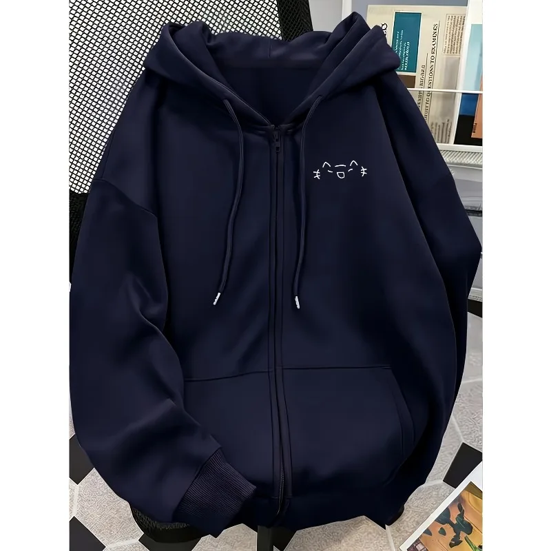 Damen-Fleecejacke mit Kapuze und Reißverschluss für Frühling, Herbst und Winter, Lockerer Reißverschluss-Stil für einen Trendigen Street-Look – Detail 4