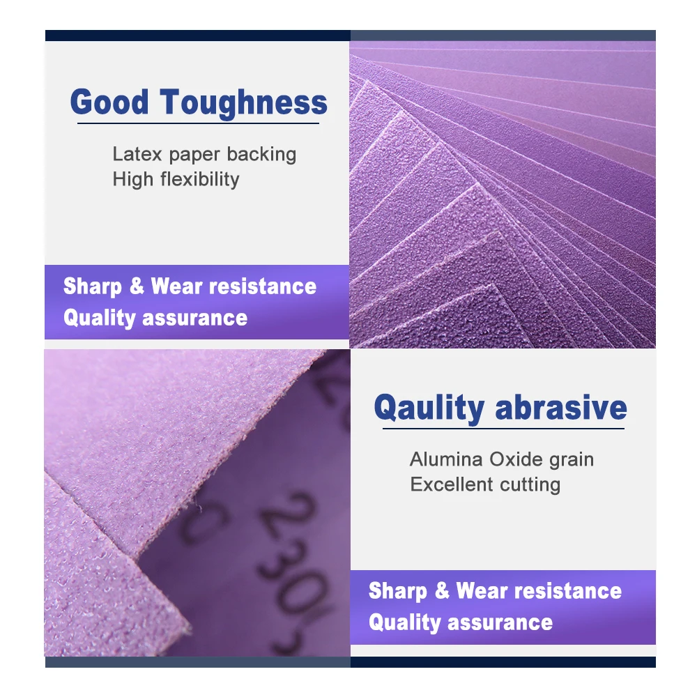 10 Pieces Purple Square Sandpaper 230*93mm Wet and Dry Sanding Paper for Automotive Polishing Paint Maintenance Grinding Tools