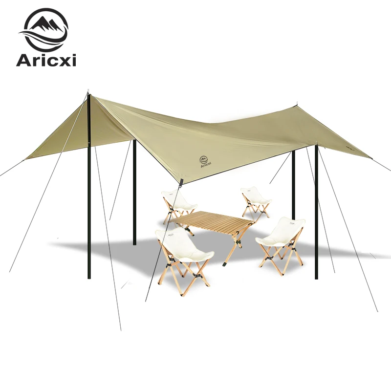 aricxi 4x3m beige cover Black Coating Tarp Waterproof Awning Camping Outdoor Shade Tarpaulin Tent Shelter Sunshade Flysheet