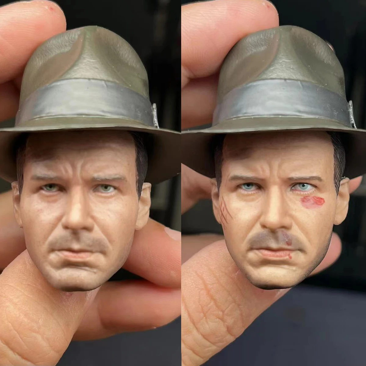 1/6 Indiana Cowboy Harrison Ford Head Sculpt Carved Normal Damaged Version Fit 12'' Male Soldier Action Figure Body