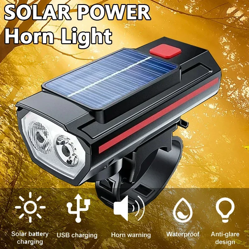 

Велосипедный фонарь с солнечной зарядкой, велосипедный фонарь, USB аккумуляторная велосипедная лампа, 120 дБ, 1200 мАч, велосипедная лампа, водонепроницаемые аксессуары для велоспорта