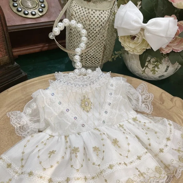 White Gold Silk Skirt 20CM Cotton Doll Clothes，Xingdailu /Lina /Beier Petticoats, 50-55CM Reborn Doll Dress