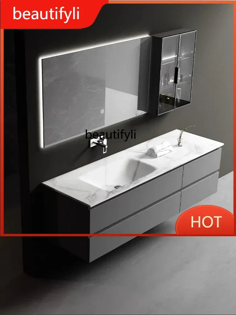 54Stone Plate Ceramic Hot Bending Whole Washbin Bathroom Cabinet Combination Bathroom Table Washbasin Bathroom Customization