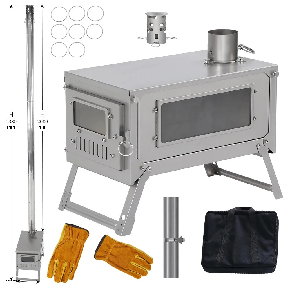 Soomloom Titanium Folding Stove with 2m/3m Chimney Lightweight 0.8