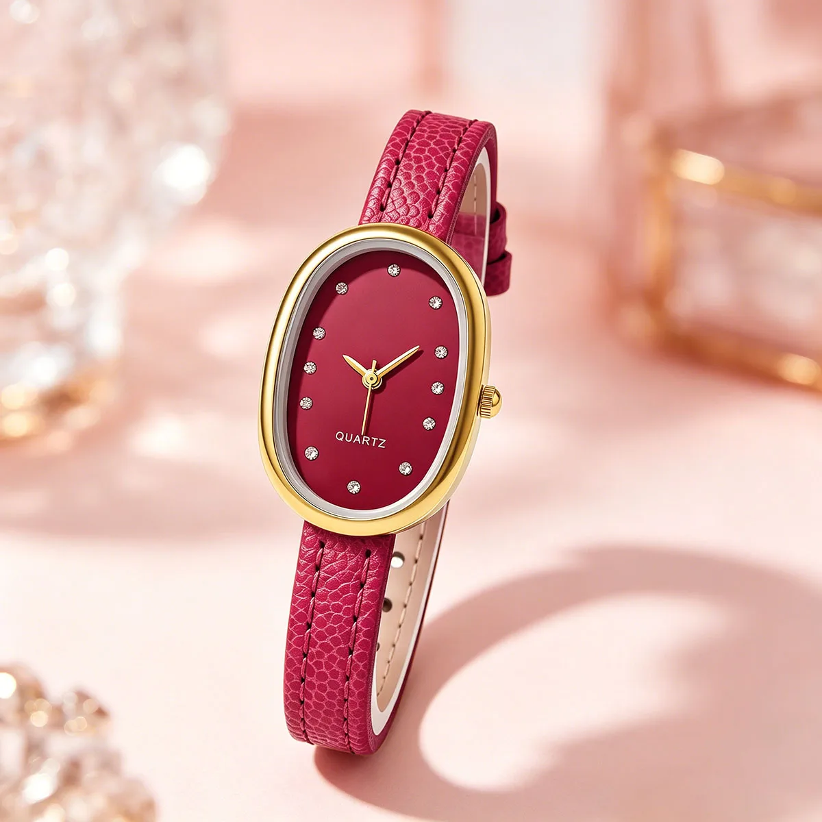 Women Casual Simple Business PU Leather Strap Oval Quartz Watch Student Ladies Wristwatches image 6