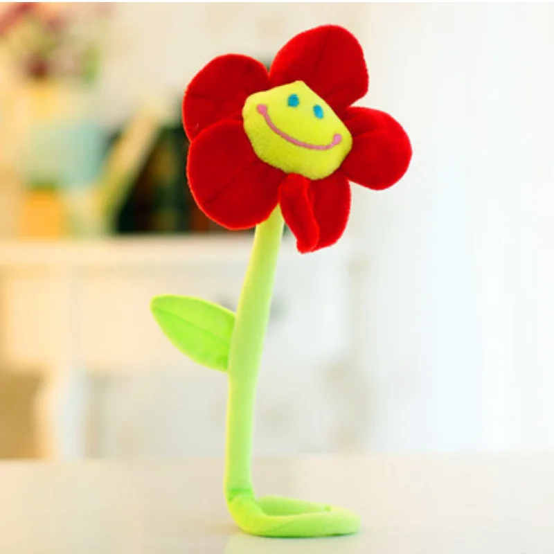 Plush Toy Sun Flower Bendable Suffed Toys Smile Face Gift Curtain Buckle Sunflowers Tanabata Wedding Bouquet Sunflower Gifts