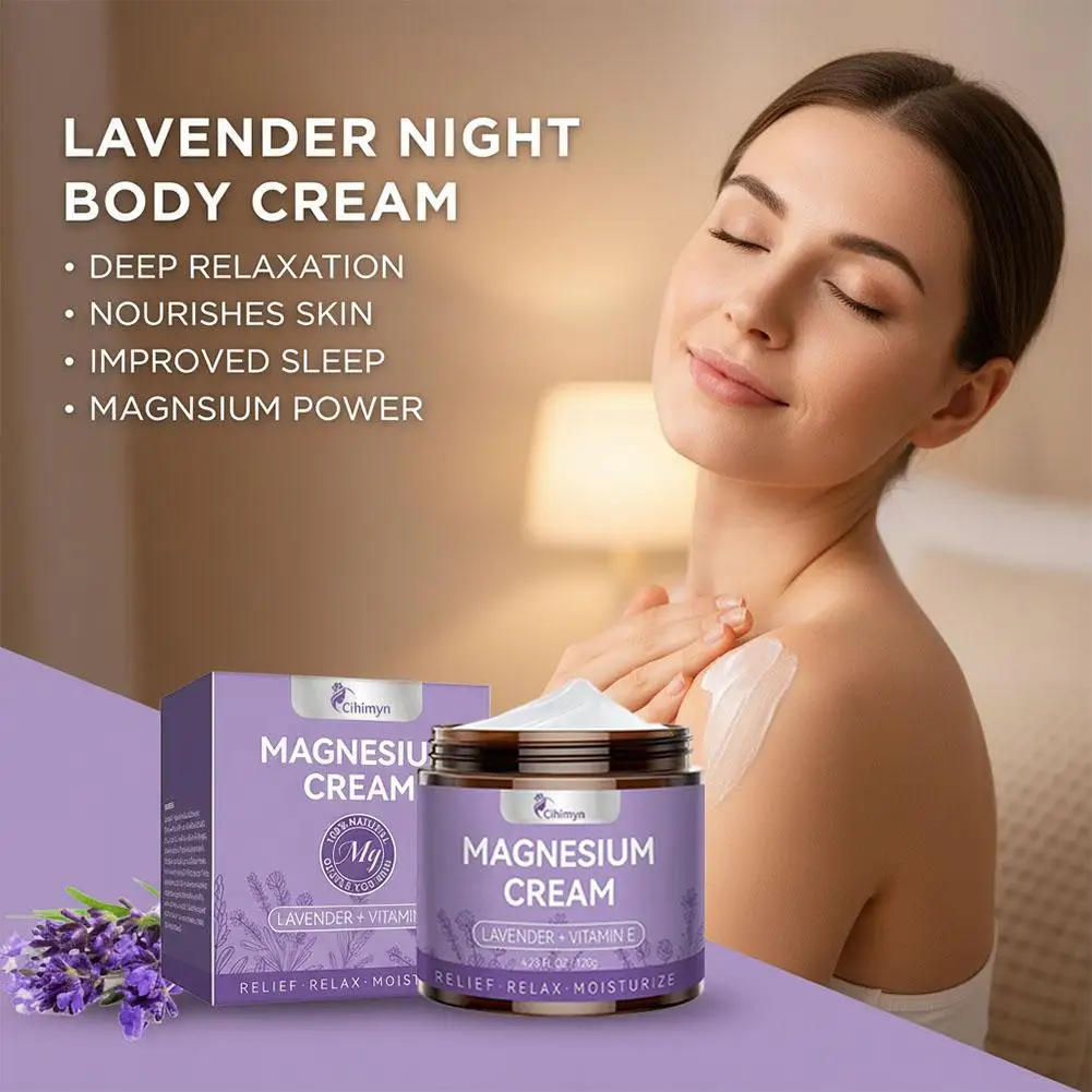Magnesium Lotion Nighttime Magnesium Cream Lavender Legs Arms Chest Care Natural Aid for Deep Sleep Moisturizer After-sun Repair